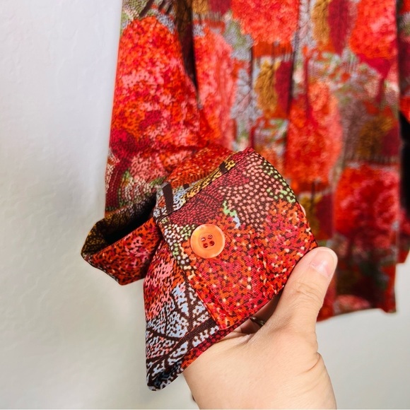 Vintage Fall Tree Scene Button Down Casual Shirt Large - Picture 4 of 7